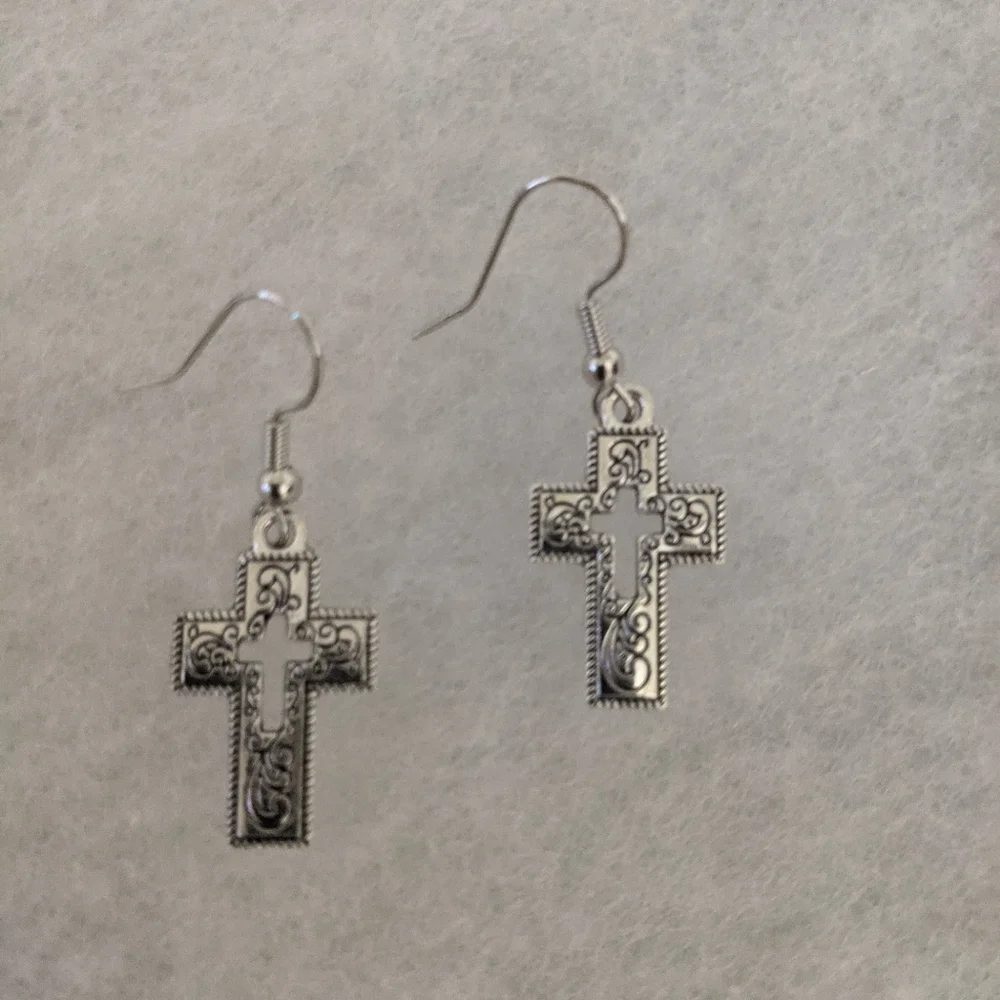 Small cross earrings - Picture 2 of 2
